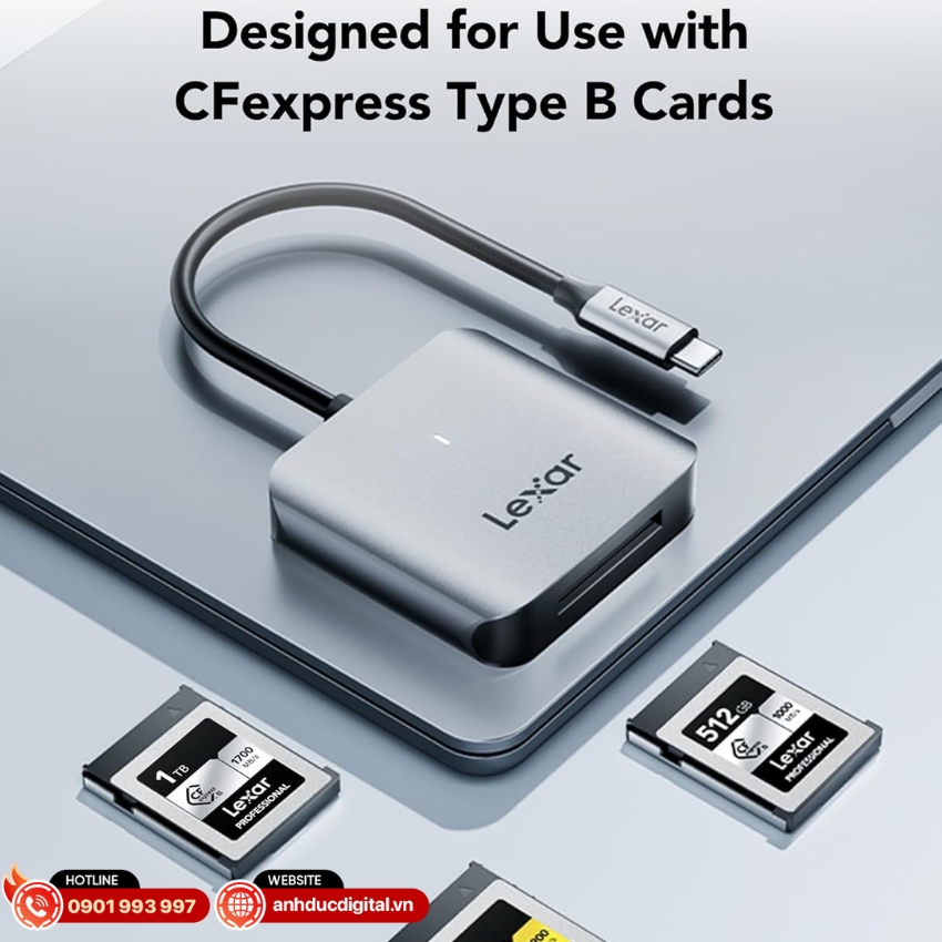 Đầu đọc thẻ Lexar CFexpress Type B USB-C Reader RW510 được thiết kế chuyên dụng cho thẻ CFexpress Type B