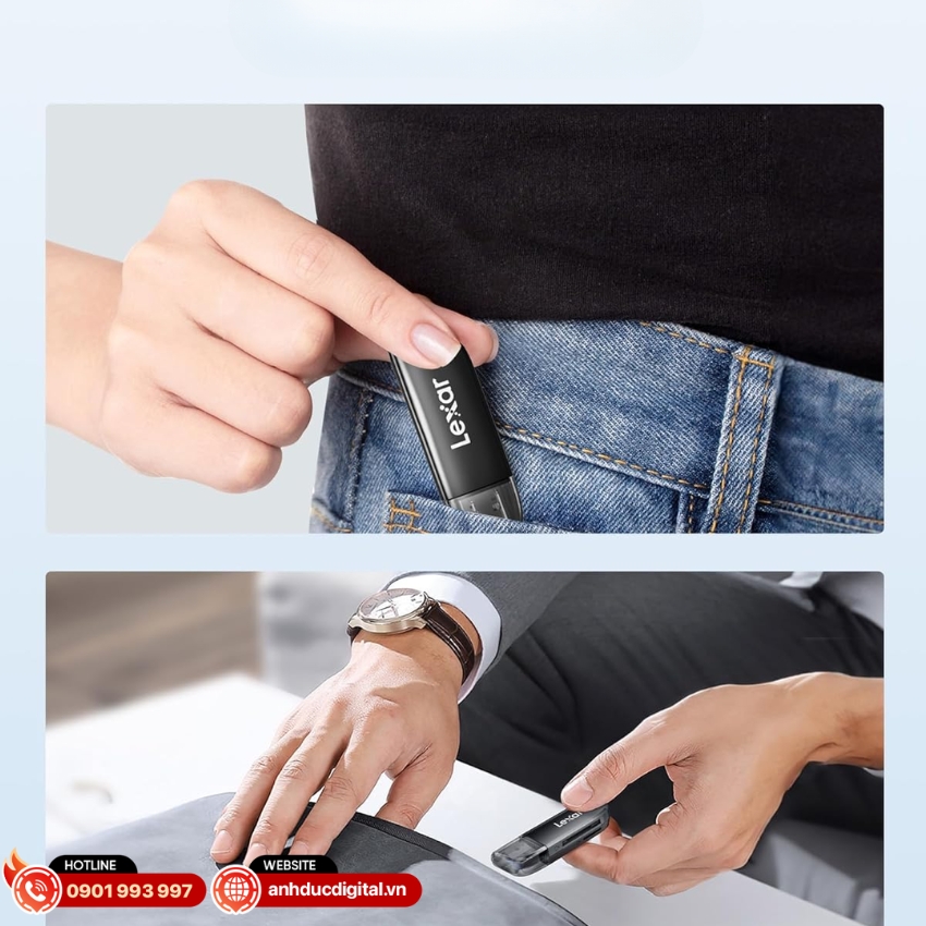 Đầu đọc thẻ Lexar Dual-Slot USB-A Reader có thiết kế nhỏ gọn và nhẹ
