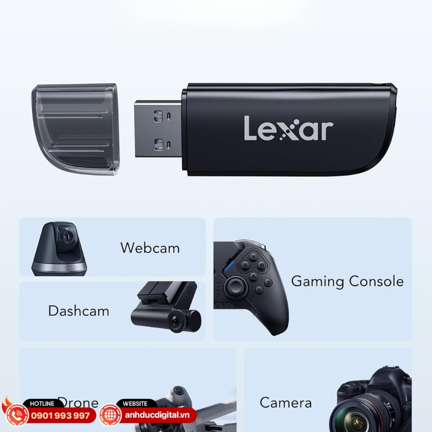  Đầu đọc thẻ Lexar Dual-Slot USB-A Reader có khả năng kết nối linh hoạt