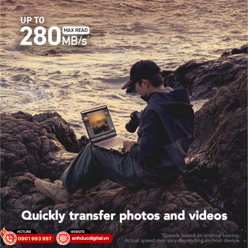 Thẻ nhớ Lexar ARMOR GOLD SDXC UHS-II mang đến tốc độ đọc lên đến 280MB/s