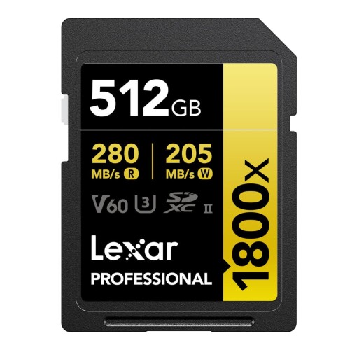 Thẻ nhớ Lexar 512GB Professional 1800x SDXC UHS-II V60 280MB/s 210MB/s (Chính hãng)