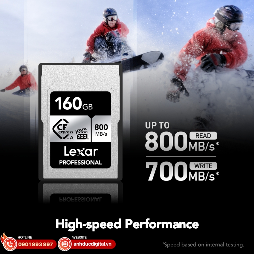 Lexar Professional CFexpress Type A Card Silver Series có tốc độ đọc 800MB/s, ghi 700MB/s