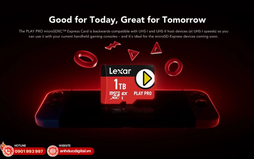 thẻ nhớ Lexar PLAY PRO microSDXC Express 1TB tương thích ngược với UHS-I và UHS-II