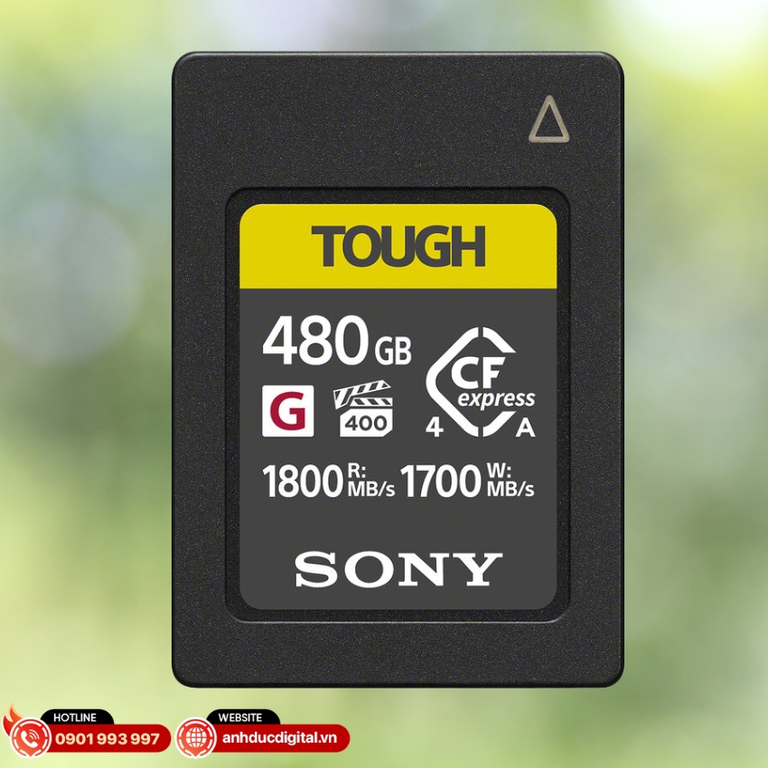 Thẻ nhớ Sony CFexpress 4.0 Type A TOUGH có tốc độ đọc tối đa 1800 MB/s và tốc độ ghi tối đa 1700 MB/s