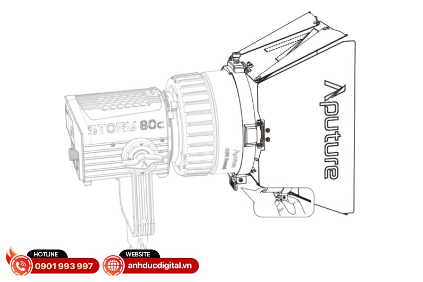 Hướng dẫn lắp cửa chớp Aputure CF4 Barn Doors với CF4 Fresnel