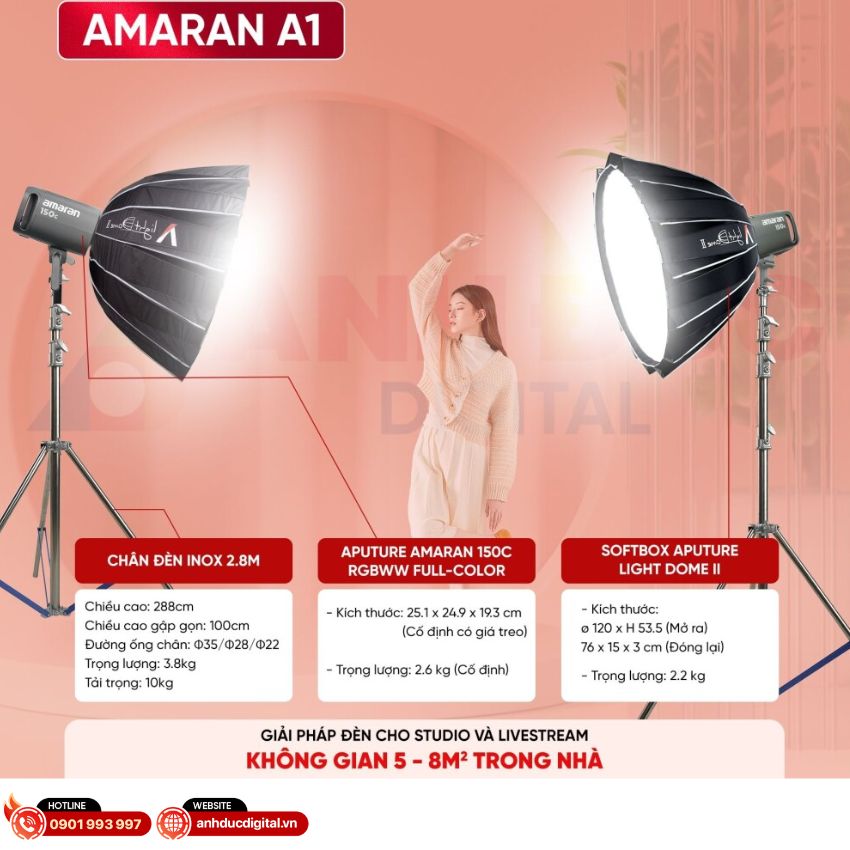 Hướng dẫn set up Combo đèn Livestream Amaran A1
