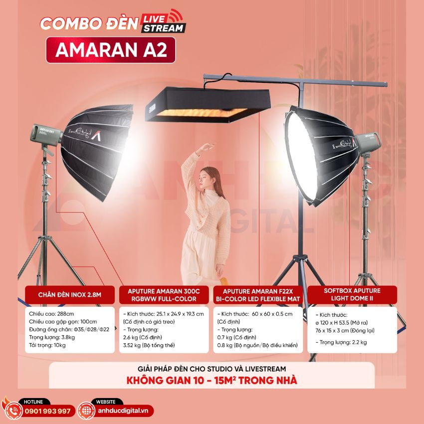 Hướng dẫn lắp đặt Combo đèn livestream Amaran A2