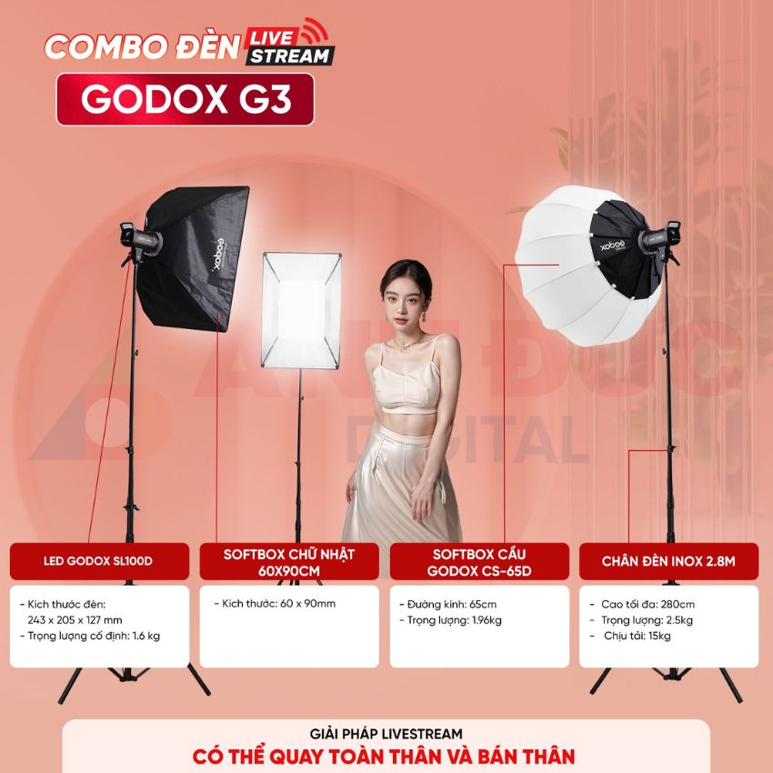 Hướng dẫn set-up Combo đèn livestream Godox G3