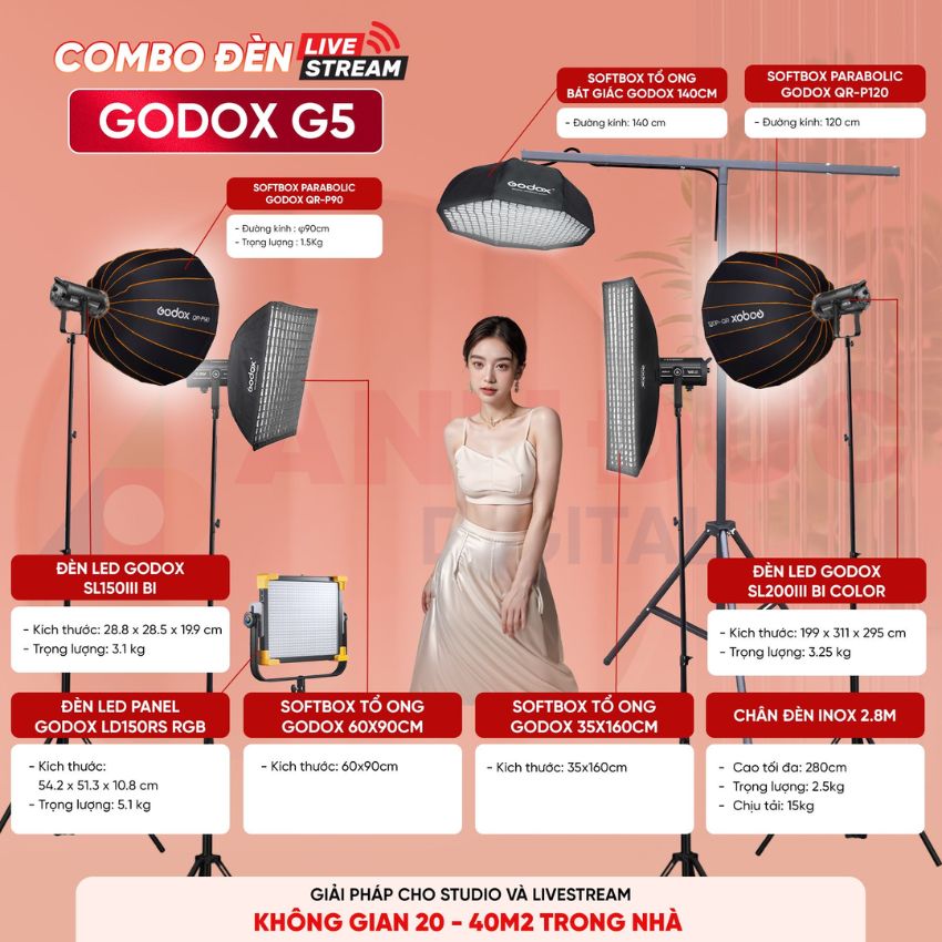 combo đèn livestream Godox G5