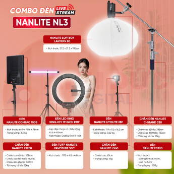 Combo đèn livestream NanLite NL3 (Chính Hãng)