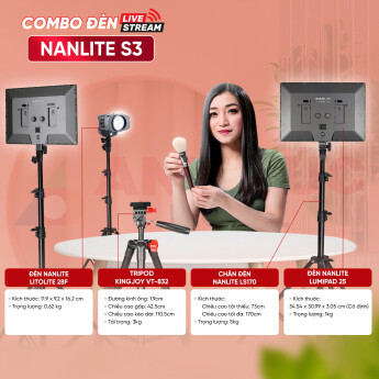 Combo đèn livestream NanLite S3 (Chính Hãng)