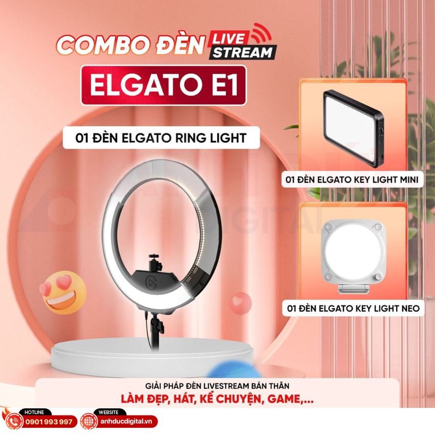Combo đèn livestream Elgato E1 2