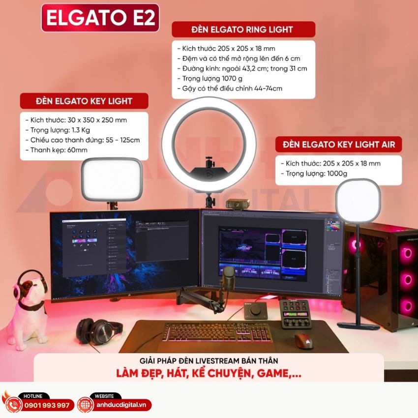 Combo đèn livestream Elgato E2