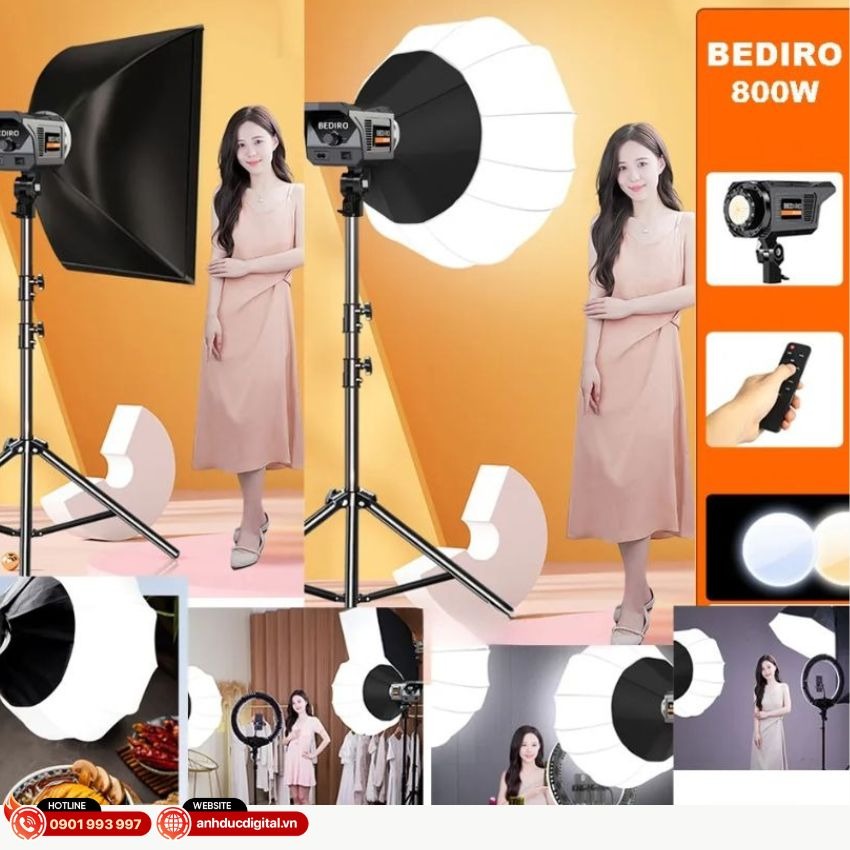 Bộ Đèn Chụp Studio Soft Cầu và vuông Bediro BD-800S
