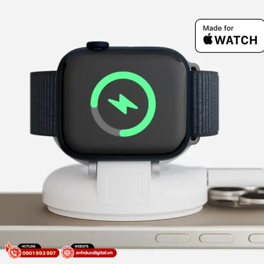 Đế sạc HyperJuice Qi2 được thiết kế chuyên biệt để sử dụng cùng các sản phẩm Apple Watch
