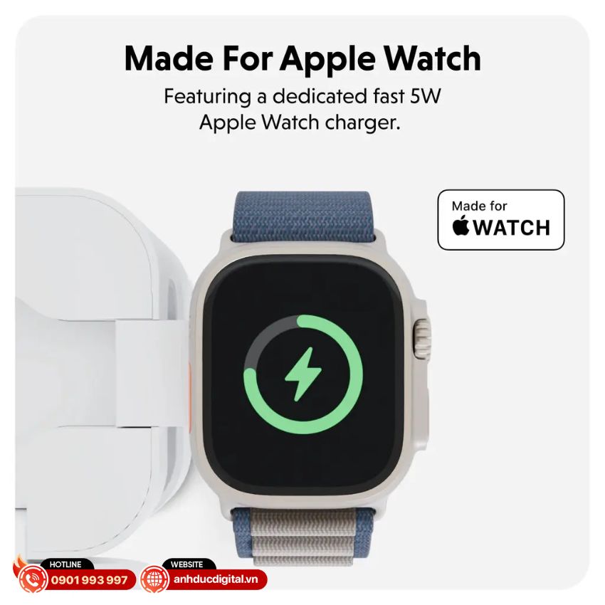 Đế sạc HyperJuice Qi2 được thiết kế chuyên biệt để sử dụng cùng các sản phẩm Apple Watch