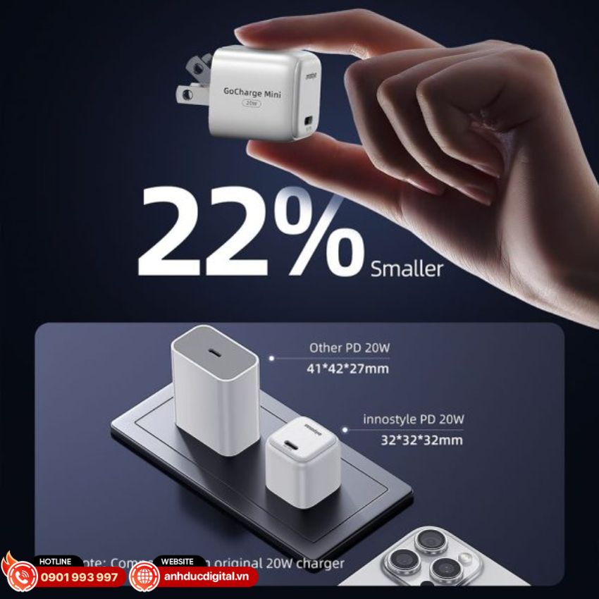 Củ sạc Innostyle GoCharge Mini 20W nhỏ gọn