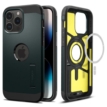 Ốp lưng Spigen Tough Armor MagFit for iPhone 14 Pro Max | Abyss Green (Chính Hãng) (ACS04843)