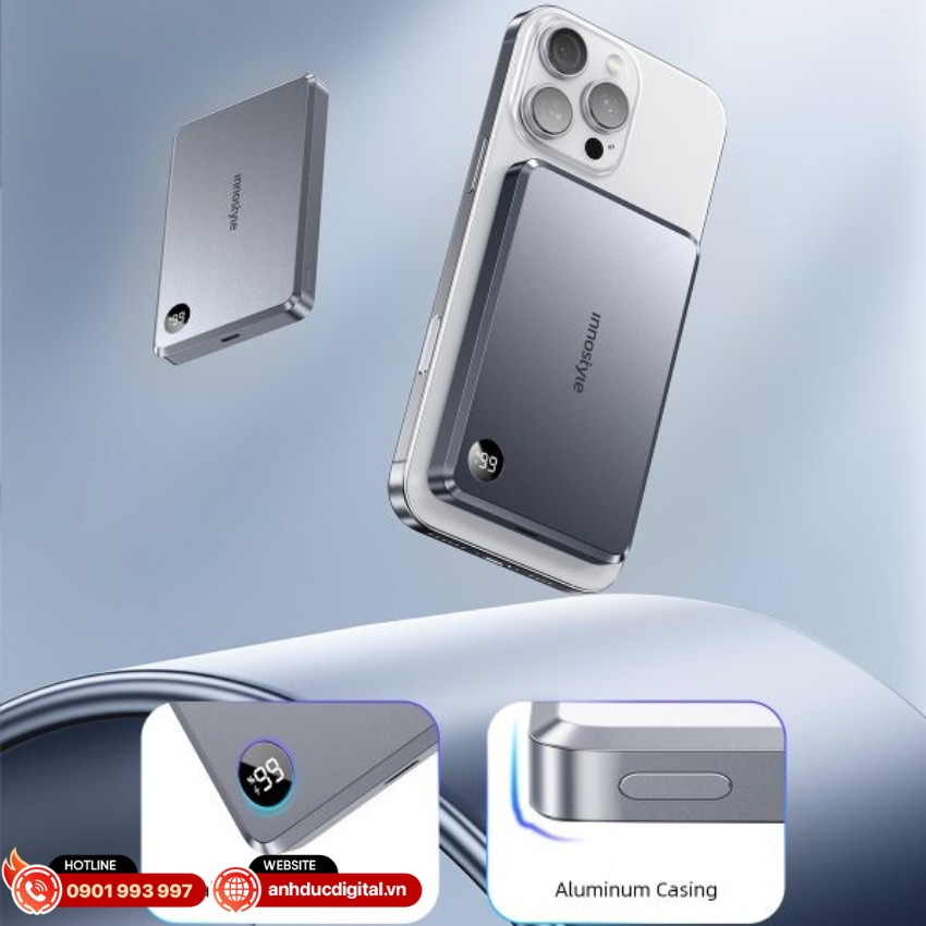 Sạc dự phòng Innostyle MagSlim Premium 10000 được trang bị màn hình LED nhỏ gọn