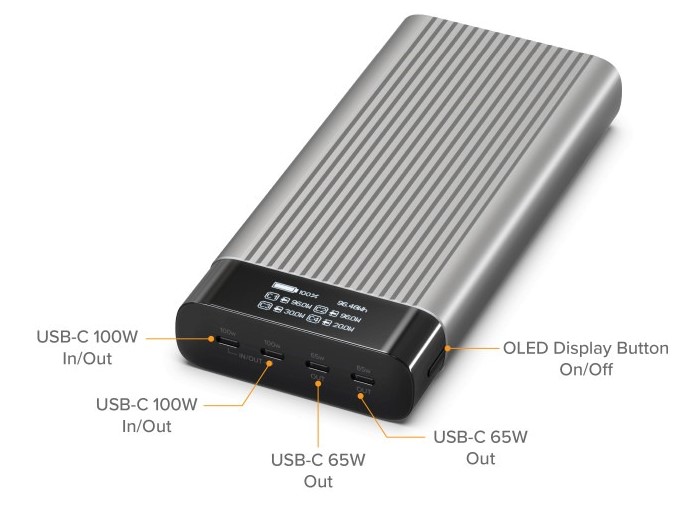 Pin sạc dự phòng HyperJuice Battery Pack 4 x USB-C 27000 mAh 245W - HJ245B 07