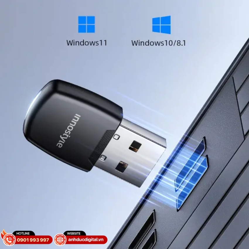 Cổng chuyển Innostyle NexaLink USB-A to WiFi &ndash; AWF6 hỗ trợ hai băng tần 2.4GHz v&agrave; 5GHz