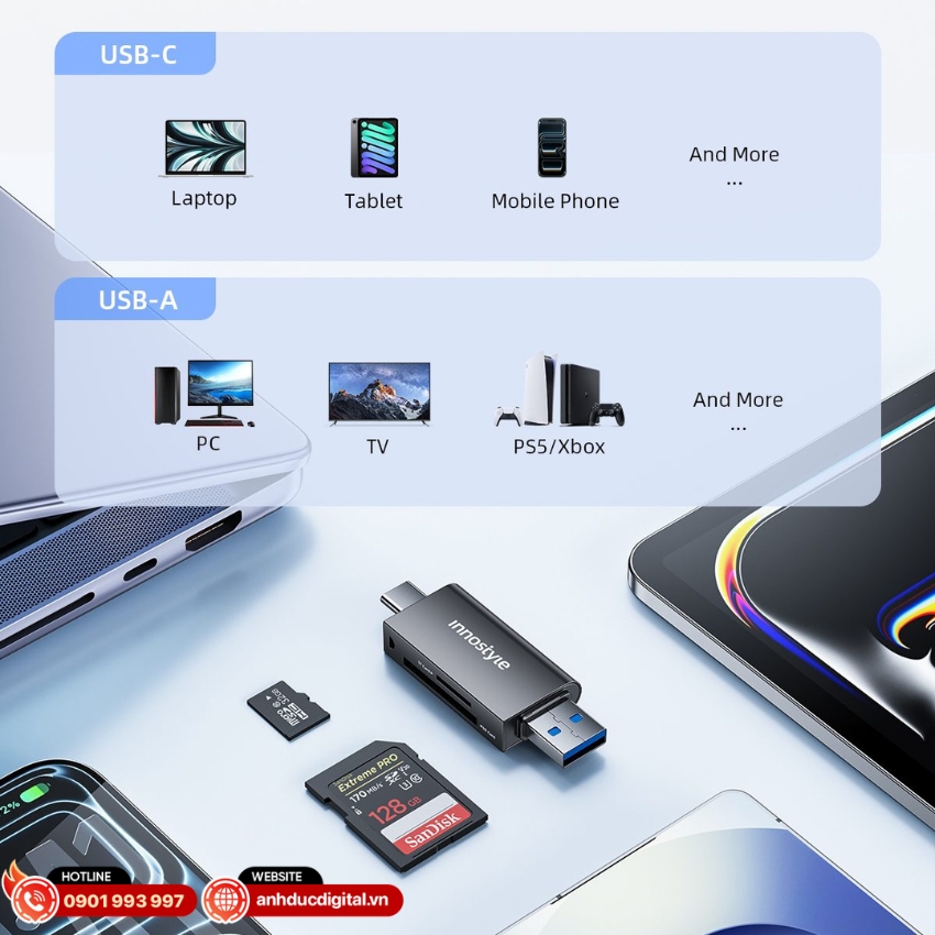 Innostyle NexaLink CA-ST3 được trang bị hai chuẩn kết nối USB-C v&agrave; USB-A