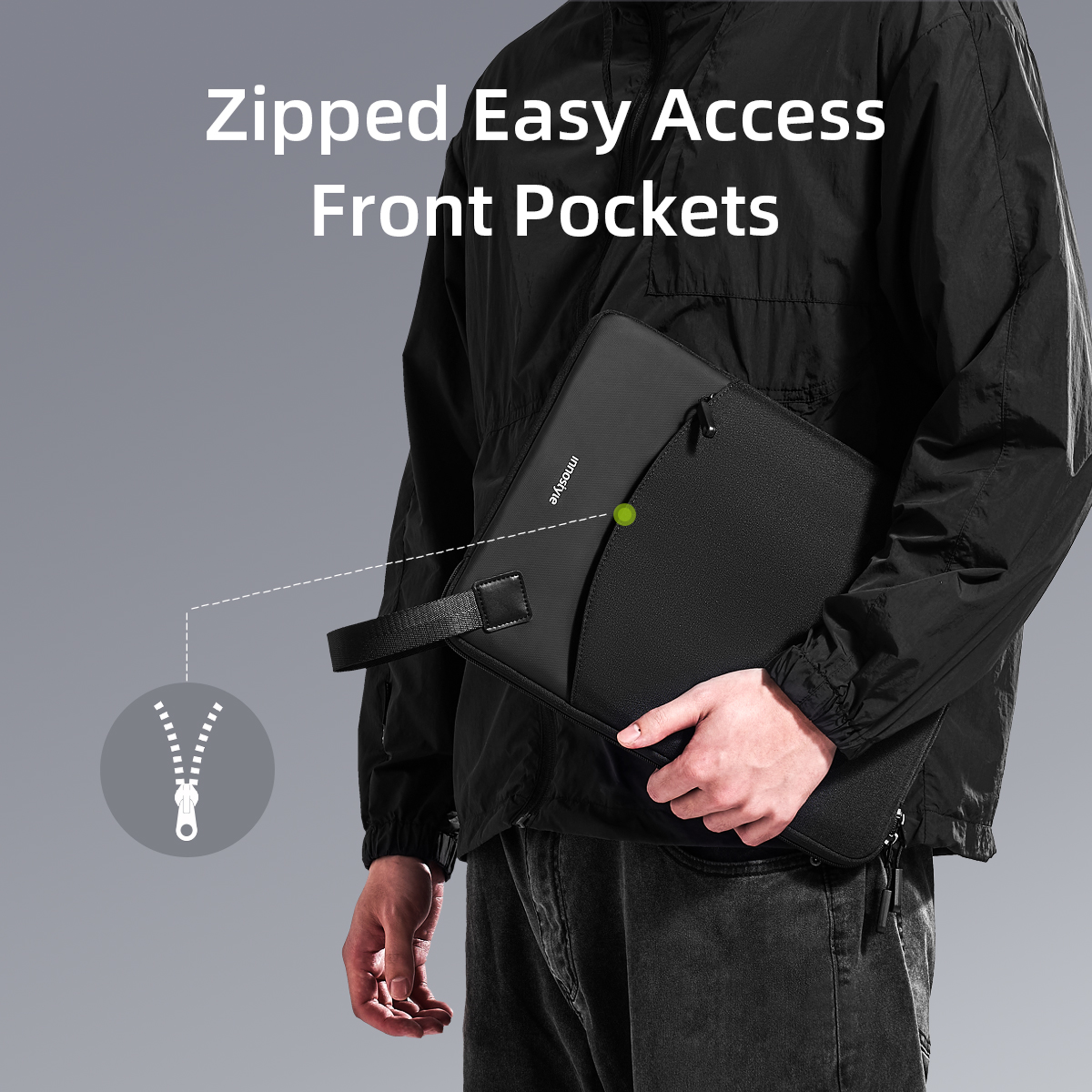 Túi trước khóa kéo dễ dàng truy cập