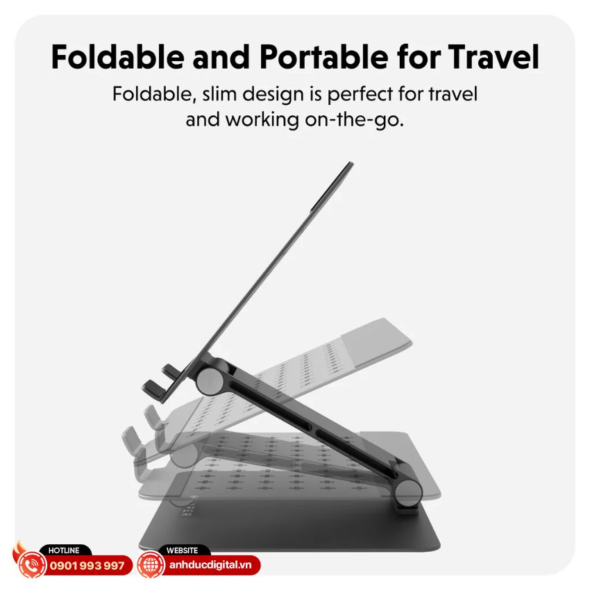 HyperSpace Ergonomic Laptop Stand cho phép nâng màn hình laptop với độ cao lên đến 55cm