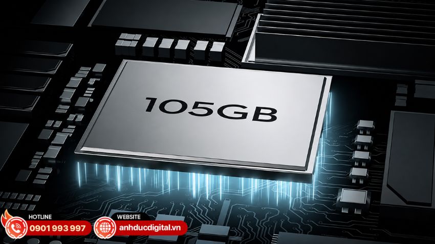 Một điểm tiện lợi kh&aacute;c tr&ecirc;n Osmo 360 II l&agrave; 105GB bộ nhớ trong khả dụng