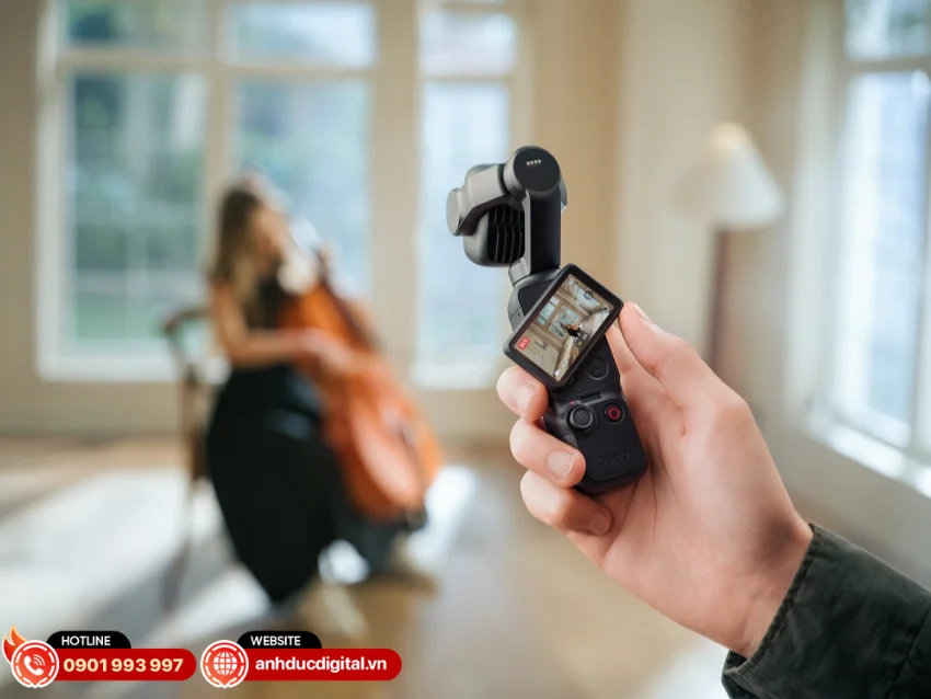 DJI Osmo Pocket 4P được trang bị m&agrave;n h&igrave;nh cảm ứng c&oacute; thể xoay&nbsp;