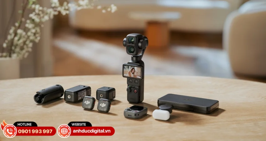DJI Osmo Pocket 4P hỗ trợ đa dạng phụ kiện ch&iacute;nh h&atilde;ng