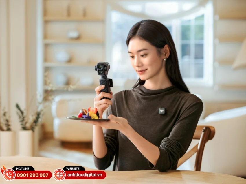 DJI Osmo Pocket 4P t&iacute;ch hợp gimbal chống rung cơ học 3 trục gi&uacute;p giảm rung lắc