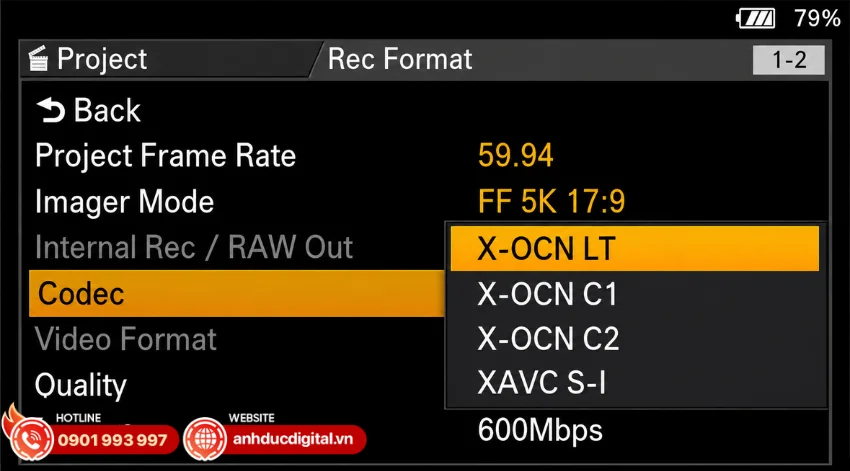 Sony FX5 l&agrave; một trong những m&aacute;y quay Cinema Line đầu ti&ecirc;n hỗ trợ ghi h&igrave;nh X-OCN LT 16-bit RAW trực tiếp