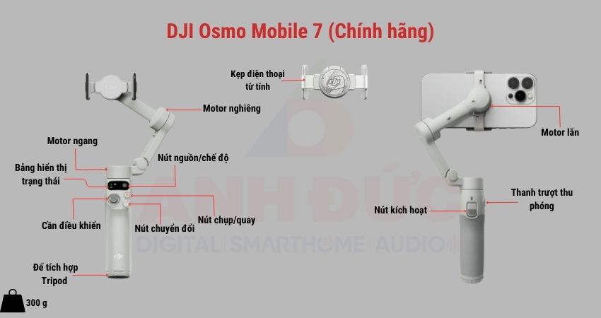 Thiết kế tổng quan sản phẩm DJI Osmo Mobile 7