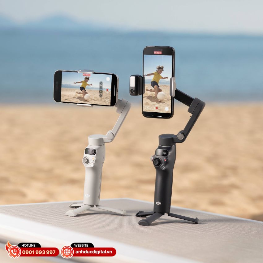Osmo mobile 7 và Osmo Mobile 7P đều tích hợp chân máy tripod