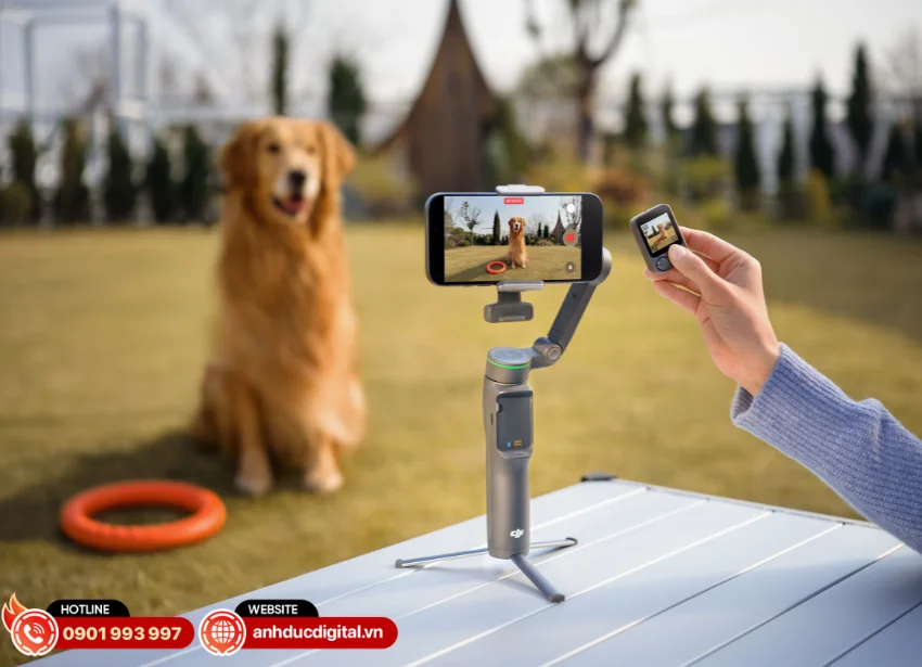 Osmo FrameTap l&agrave; remote th&aacute;o rời gi&uacute;p người d&ugrave;ng điều khiển DJI Osmo Mobile 8P từ xa