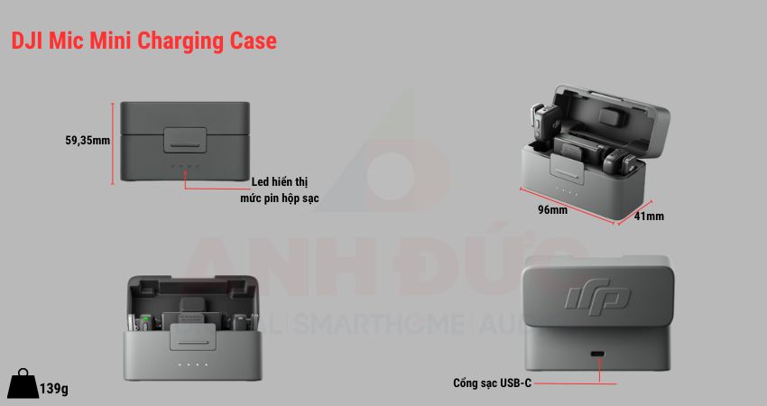  Thiết kế tổng quan của DJI Mic Mini Charging case
