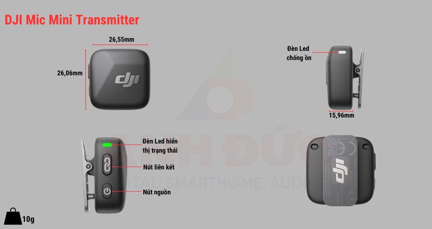 Thiết kế tổng quan của DJI Mic Mini Transmitter