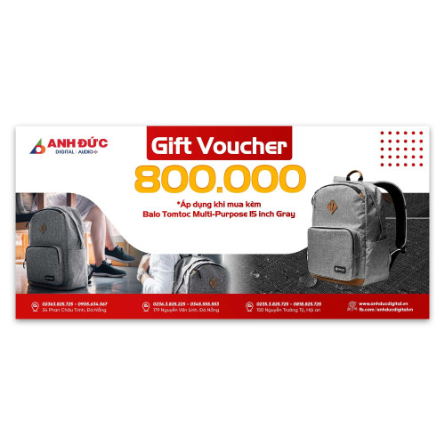 Voucher mua hàng trị giá 800.000đ khi mua kèm Balo Tomtoc Multi-Purpose 15 inch Gray