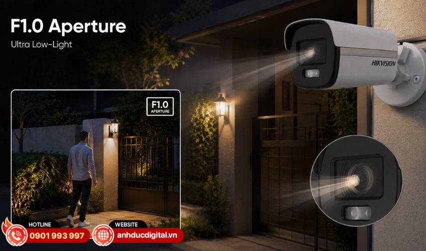 Khẩu độ lớn F1.0 thu nhận nhiều &aacute;nh s&aacute;ng hơn