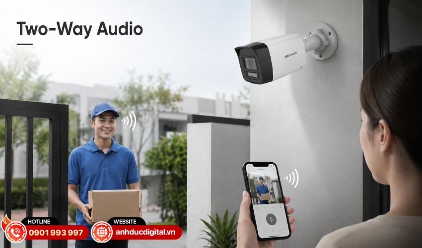 Đ&agrave;m thoại hai chiều với micro v&agrave; loa t&iacute;ch hợp