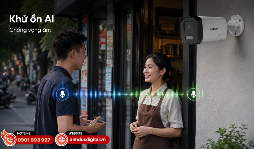 Xử l&yacute; &acirc;m thanh với AI Noise Reduction v&agrave; chống vọng &acirc;m