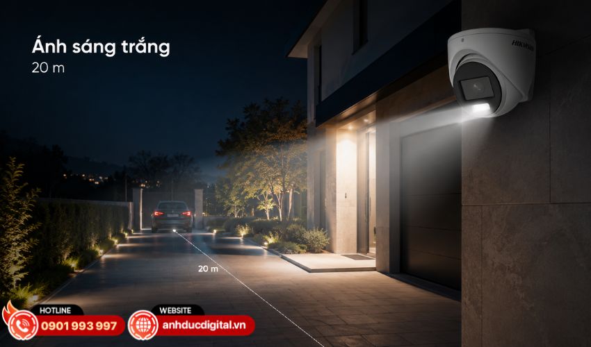 Đ&egrave;n &aacute;nh s&aacute;ng trắng hỗ trợ quan s&aacute;t xa đến 20m