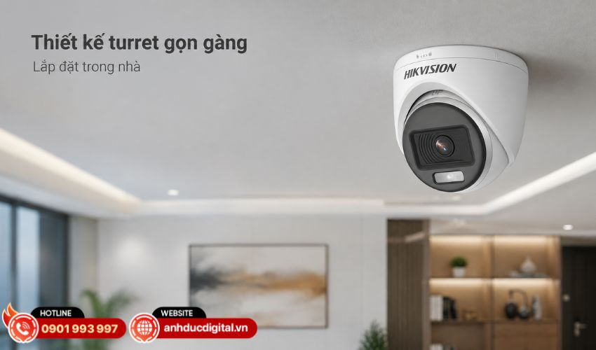 Thiết kế turret nhỏ gọn ph&ugrave; hợp lắp đặt trong nh&agrave;