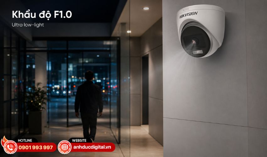Khẩu độ F1.0 tăng khả năng thu s&aacute;ng trong m&ocirc;i trường tối