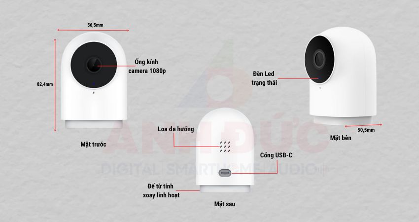 Thiết kế tổng quan sản phẩm Camera thông minh Aqara G2H Pro