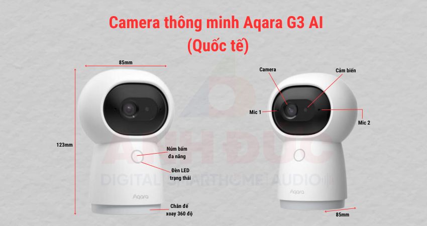Thiết kế tổng quan sản phẩm Camera thông minh Aqara G3 AI (Quốc tế)