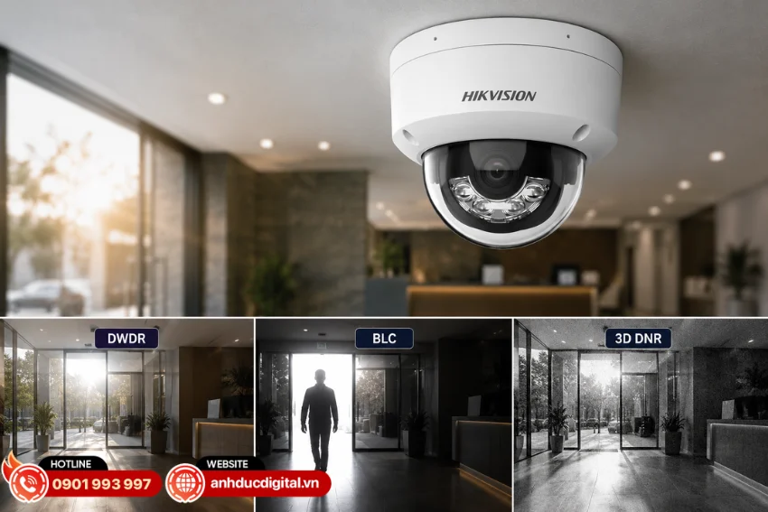 DS-2CD1143G2-LIU trang bị WDR 120dB, BLC và 3D DNR giúp nâng cao chất lượng hình ảnh