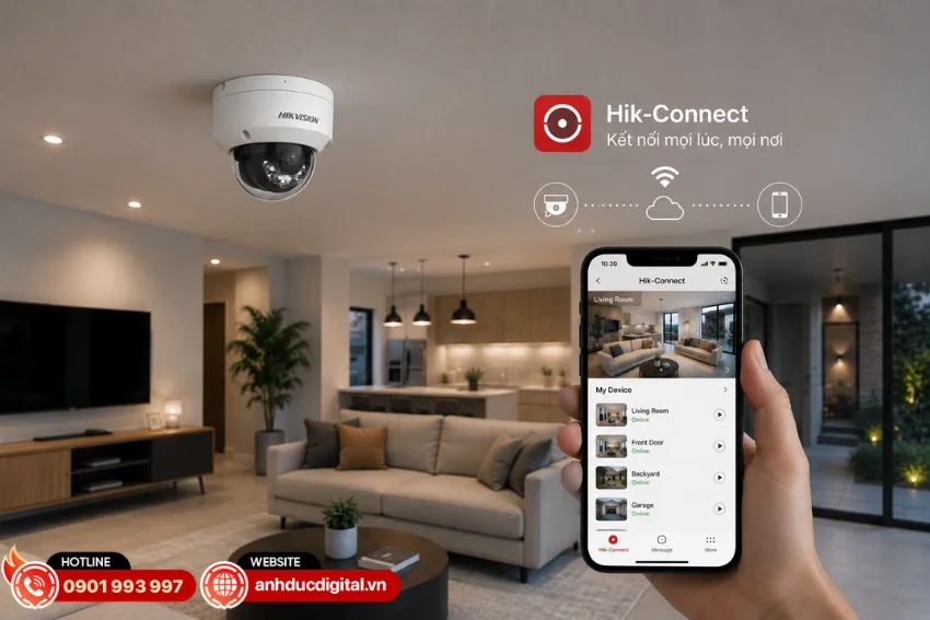 DS-2CD1143G2-LIU hỗ trợ Hik-Connect và CameraDDNS giúp người dùng xem, quản lý camera từ xa