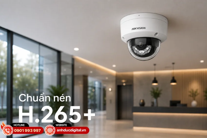 DS-2CD1143G2-LIU hỗ trợ chuẩn nén H.265+ giúp giảm dung lượng video